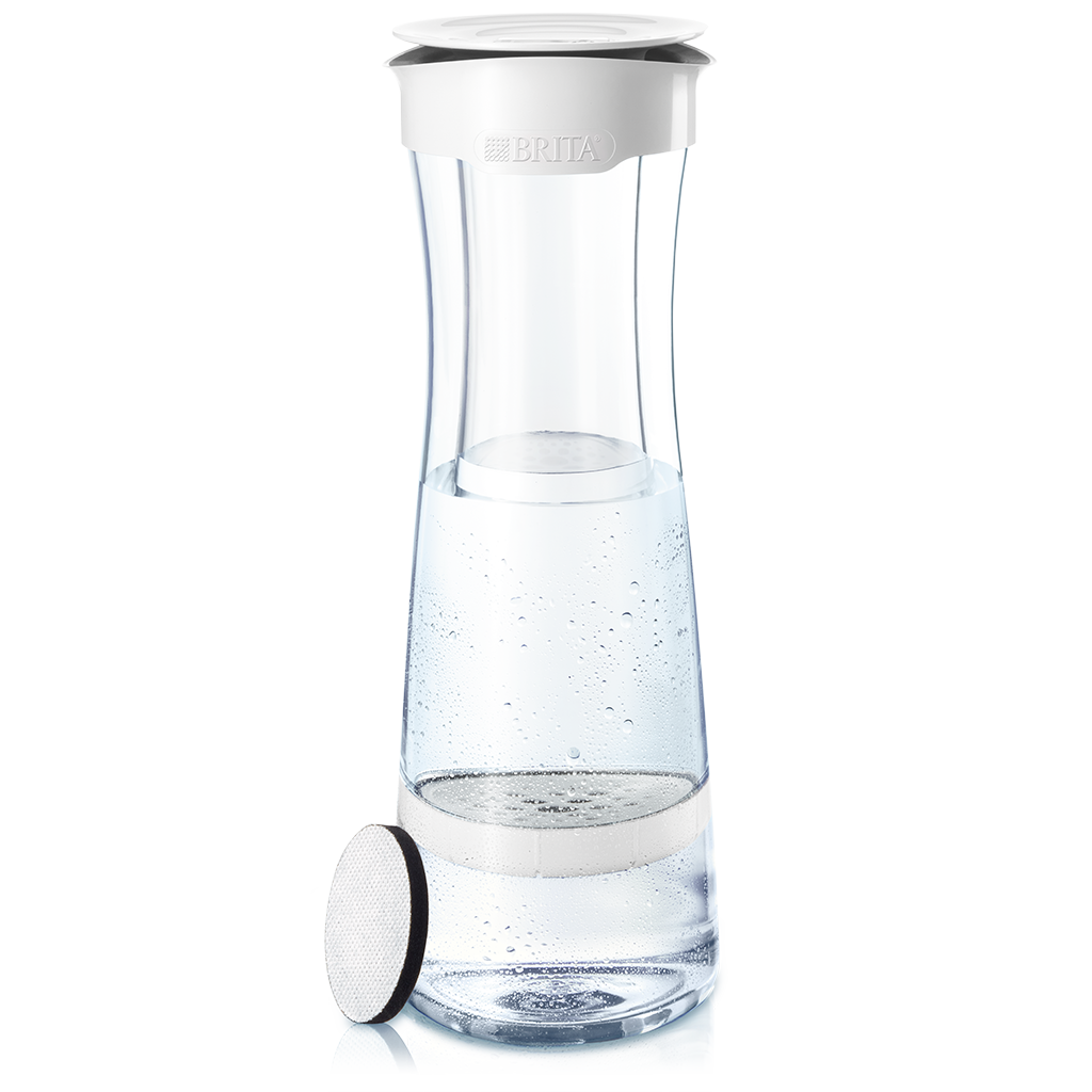 Brita Botella de agua filtrante prémium de 26 onzas con filtro, sin BPA,  vidrio de mar