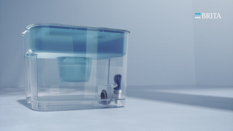 Rectangular tabletop water filter shown from multiple angles